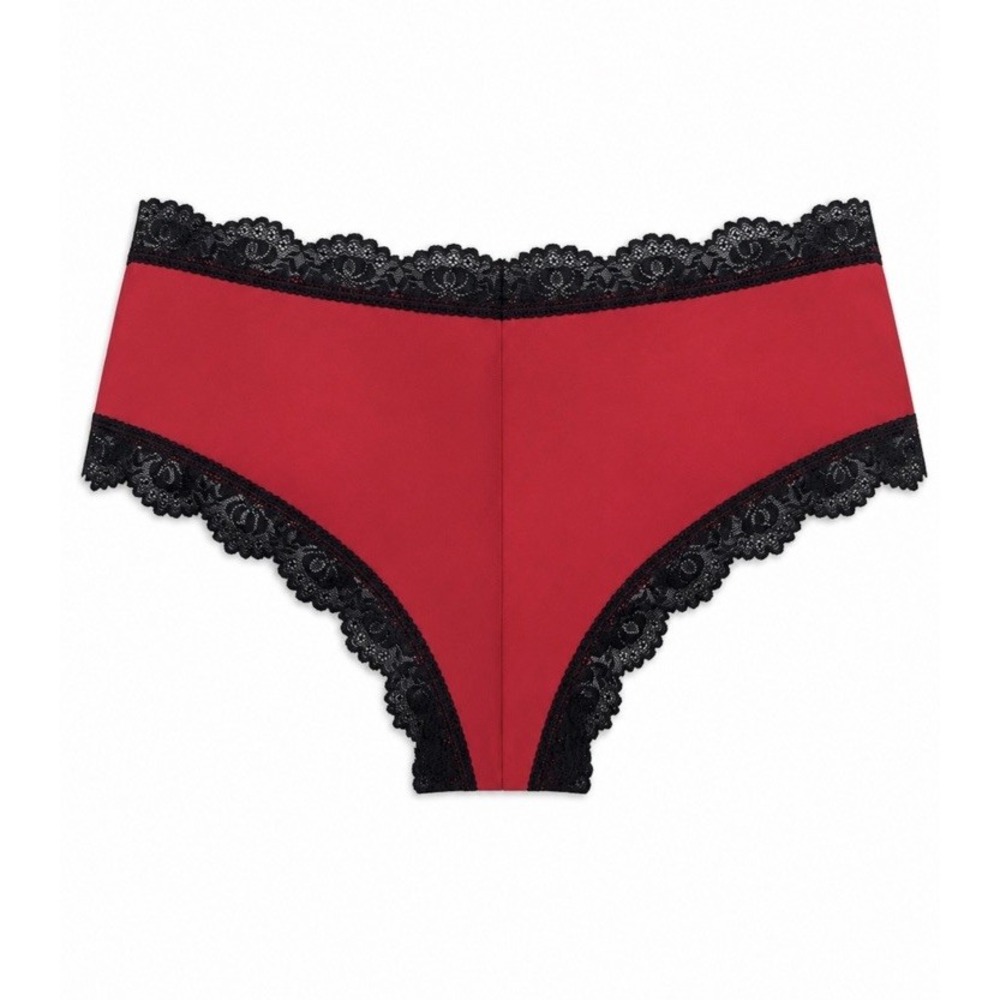 House of Desire Vera Lace Strappy Back Cheeky Panty Red Black Size Medium NWT - Picture 2 of 7